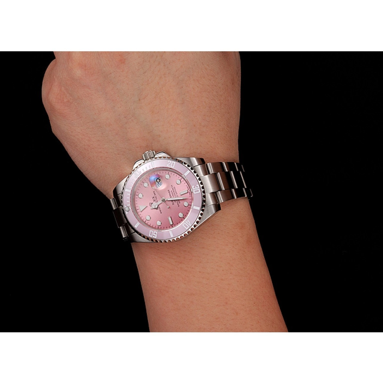 AAA replica watch Pink Steel Rolex Pink Submariner 1453865 Bracelet Bezel Dial Stainless 0612